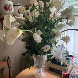 Huge! 38”x34” Waterford Crystal Vase with Calla Lilli Floral